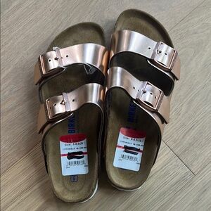 Birkenstock Rose Gold Sandals with Contoured Footbed
